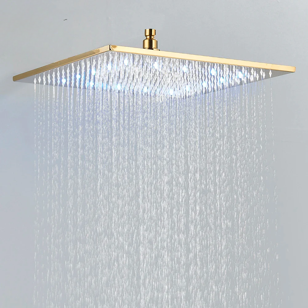16" LED Rainfall Shower Head Color-Changing