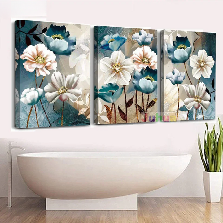 3-Piece Lotus Diamond Painting Wall Art