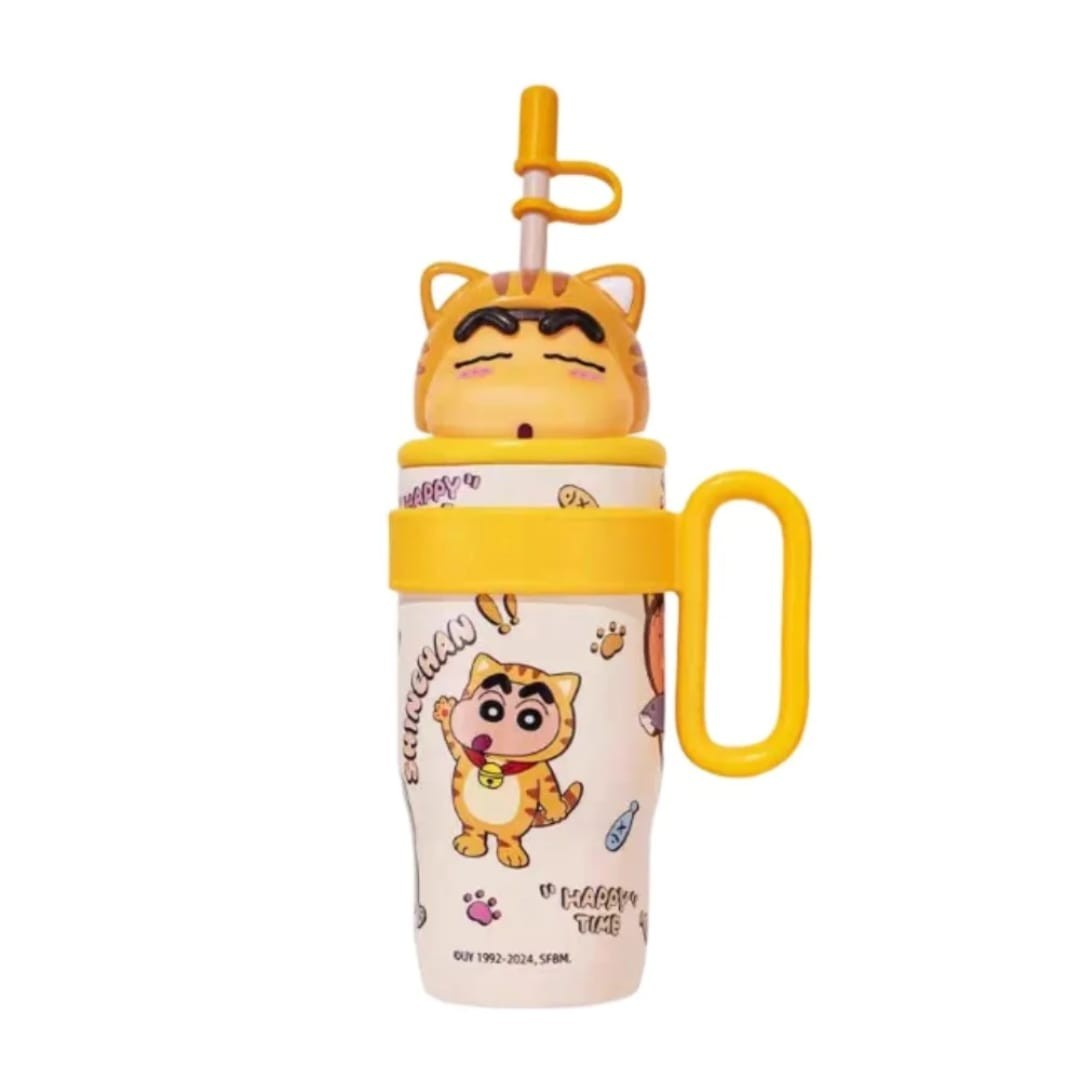 Cherry Snoopy & Shinchan Cartoon Insulated Mug 800ml With Straw & Handle