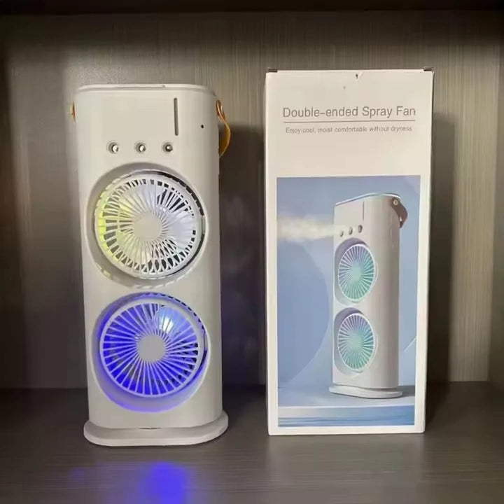 Rechargeable Dual-Head Mist Tower Fan