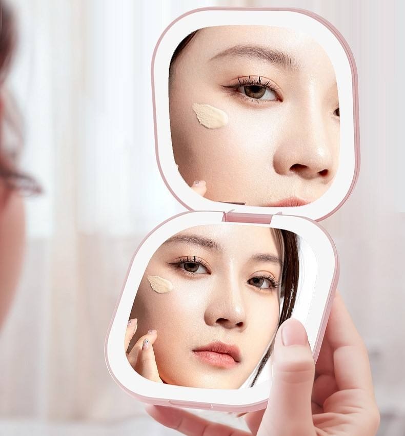 portable folding square makeup mirror