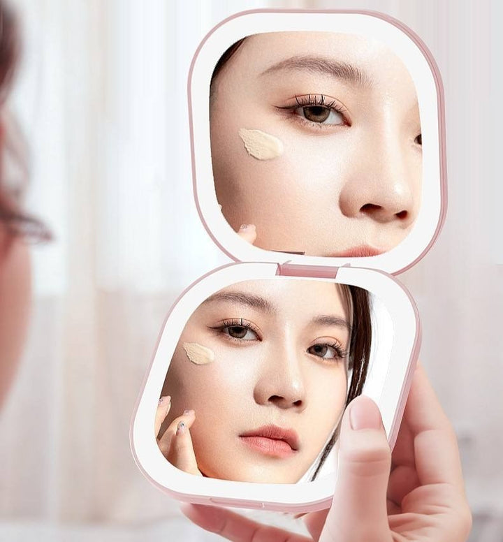 portable folding square makeup mirror