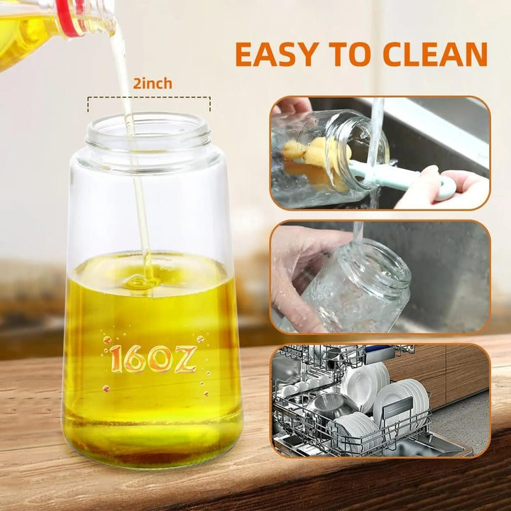 2-in-1 Oil Sprayer and Dispenser Bottle Glass Olive Oil Vinegar Cooking Bottle 1