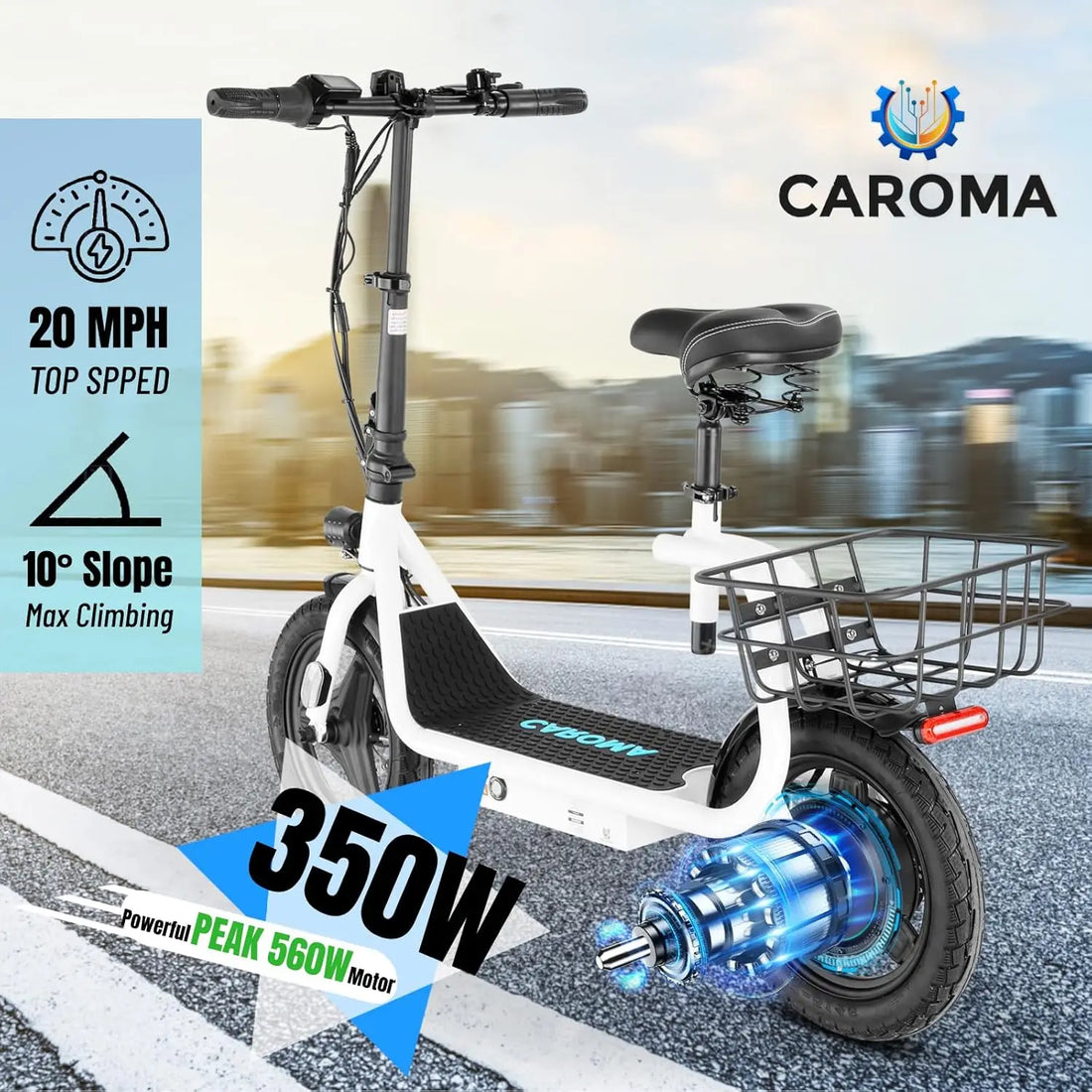 Peak 1200W Electric Scooter Adults, 20 MPH Top Speed 30 Miles Range,Foldable Electric Scooter w/Seat,