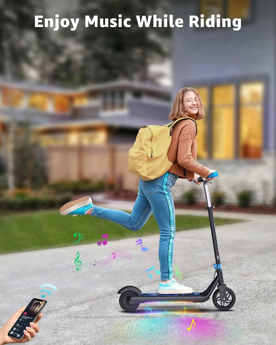 Electric Scooter for Kids, LED Dispaly, 150W Powerful Motor, Dual Brake System, Adjustable Height and Speed, Best Presents