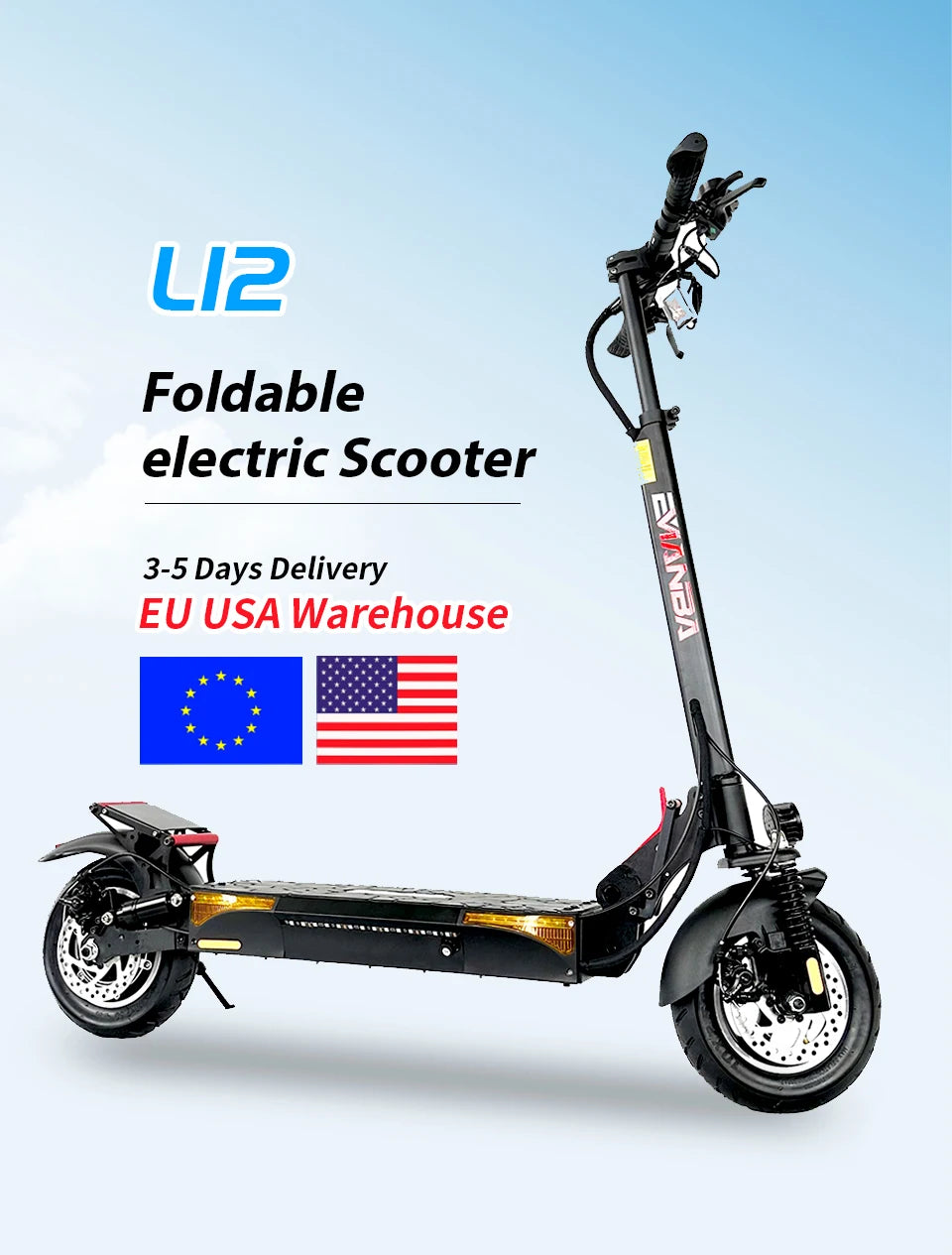 European US Warehouse Foldable 2 Wheel Portable Mobility Electric Scooter 800w For Adult