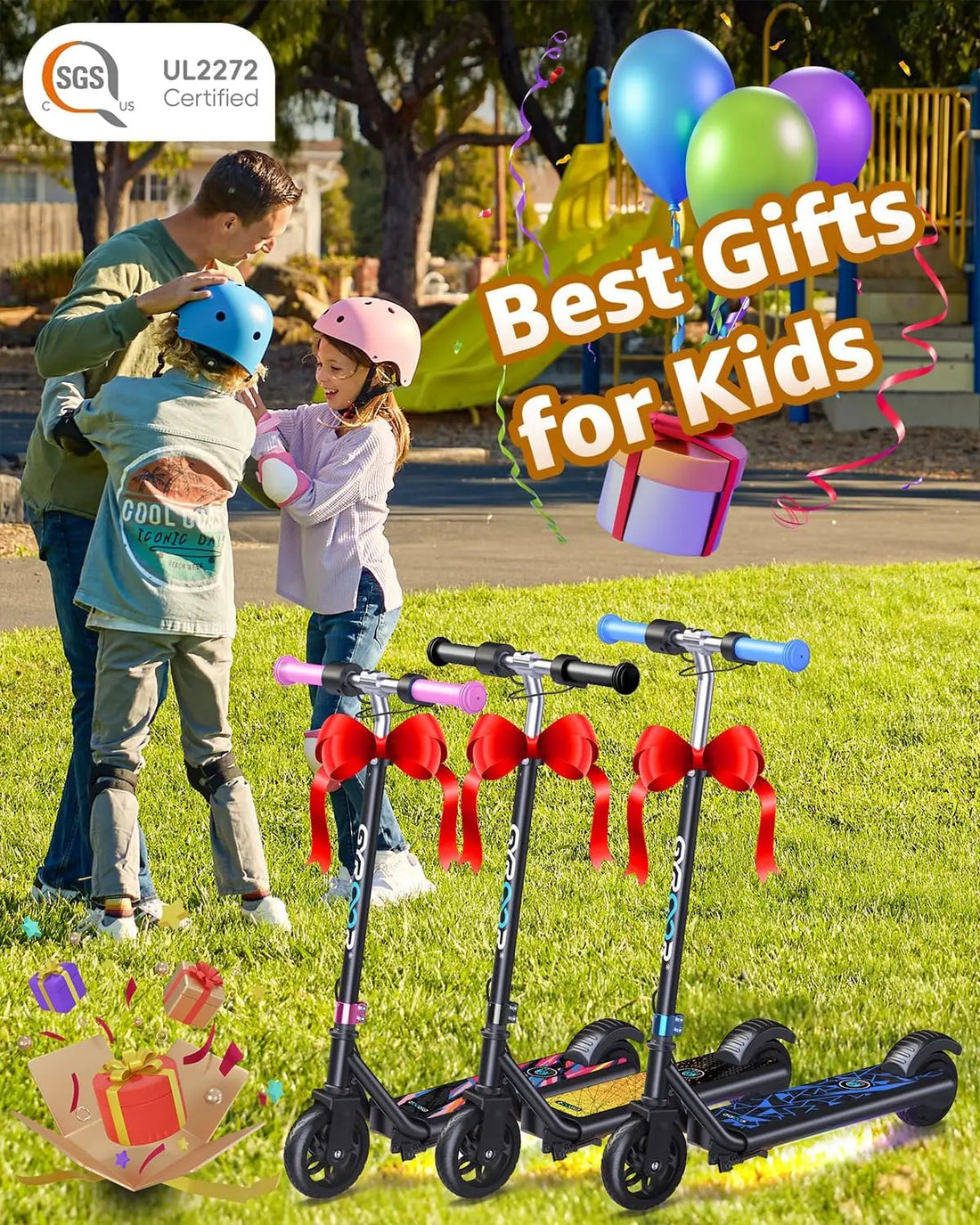 Electric Scooter for Kids, LED Dispaly, 150W Powerful Motor, Dual Brake System, Adjustable Height and Speed, Best Presents