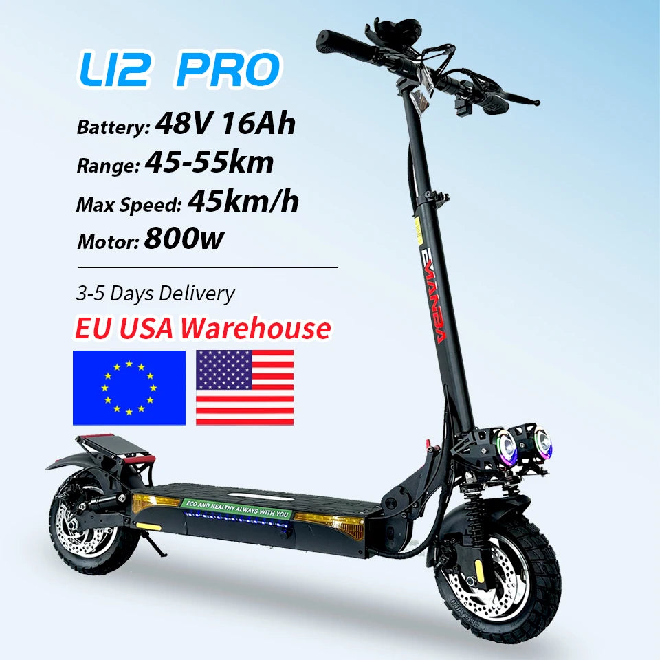 European US Warehouse Foldable 2 Wheel Portable Mobility Electric Scooter 800w For Adult