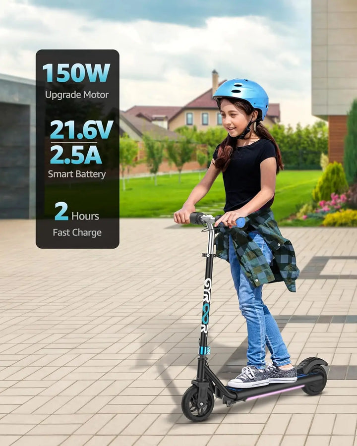 Electric Scooter for Kids, LED Dispaly, 150W Powerful Motor, Dual Brake System, Adjustable Height and Speed, Best Presents