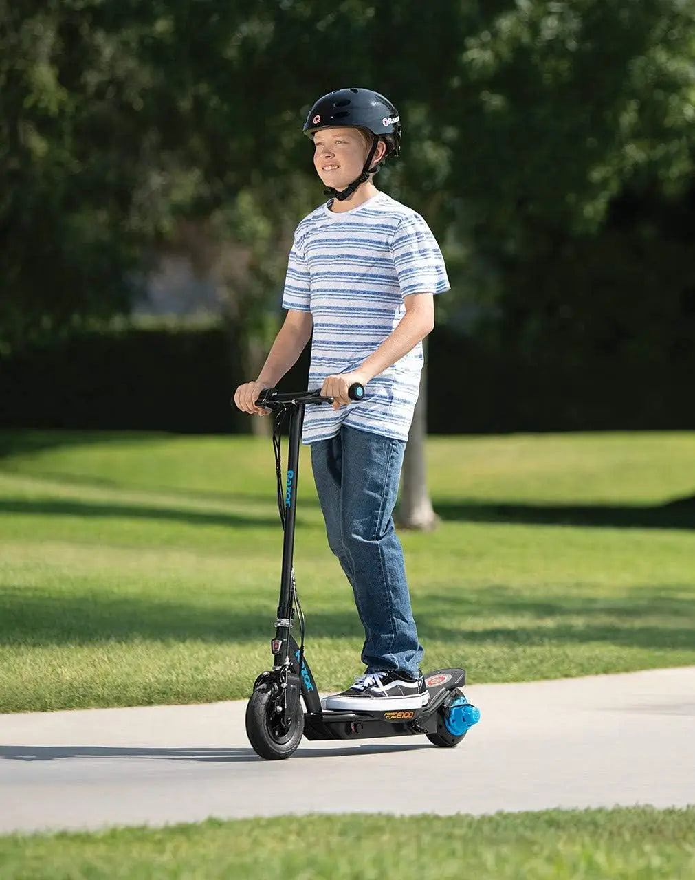 Core E100 Electric Scooter for Kids Ages 8+ - 100w Hub Motor, 8" Pneumatic Tire, Up to 11 mph and 60 min Ride Time
