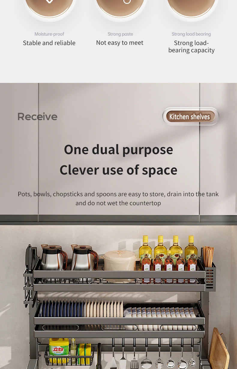Kitchen Sink Dish Drainer Organizer