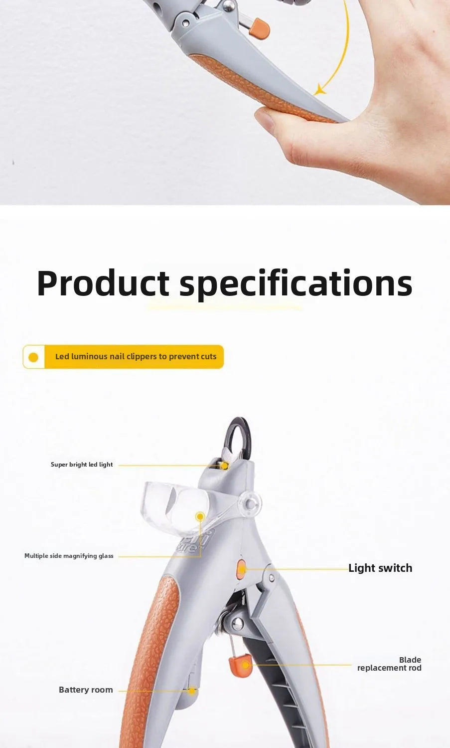 New Professional Pet Nail Clippers With LED Lights Cat and Dog Nail Clipper Tools Nail Clippers Clippers Pet Supplies For Dog