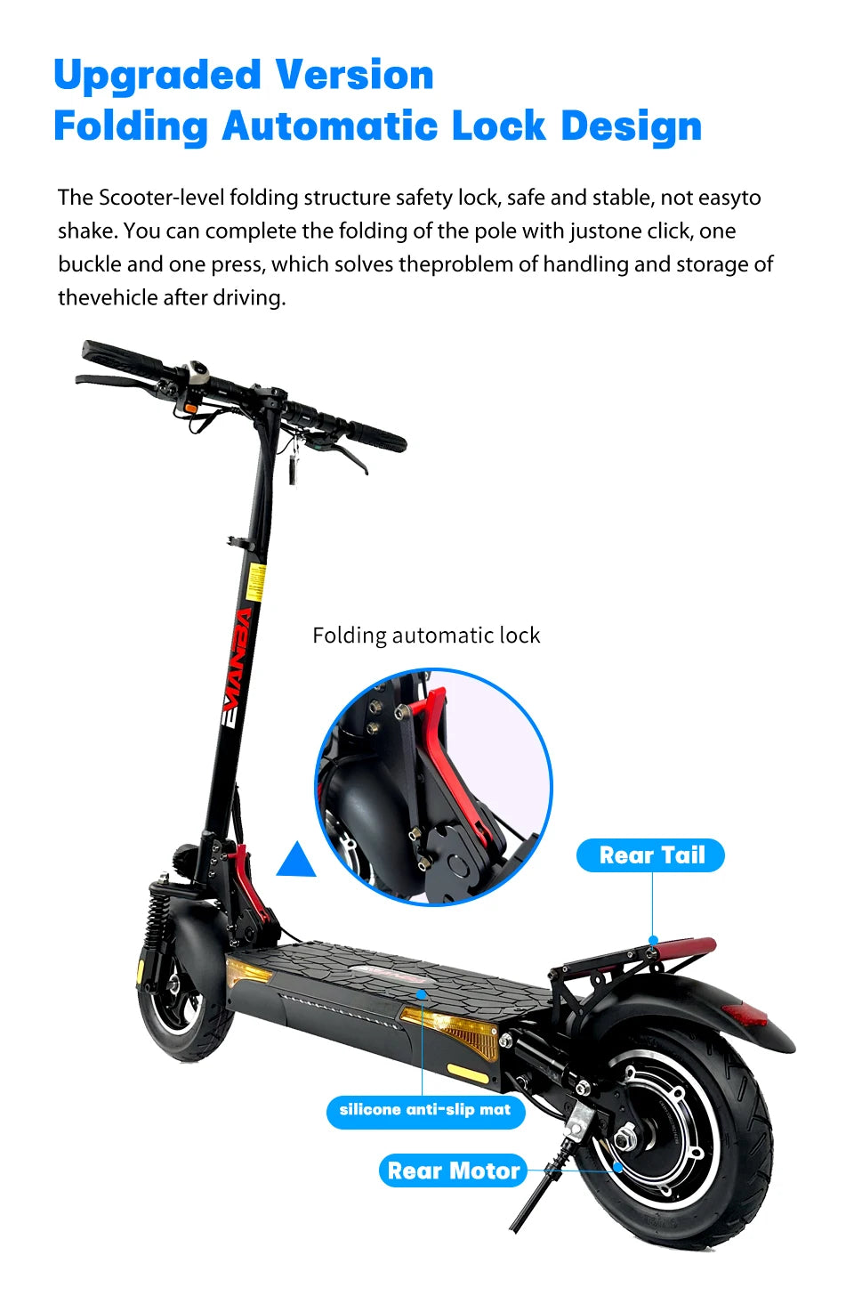 European US Warehouse Foldable 2 Wheel Portable Mobility Electric Scooter 800w For Adult