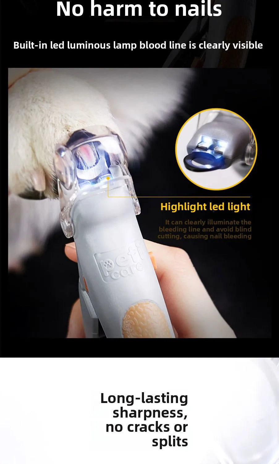 New Professional Pet Nail Clippers With LED Lights Cat and Dog Nail Clipper Tools Nail Clippers Clippers Pet Supplies For Dog