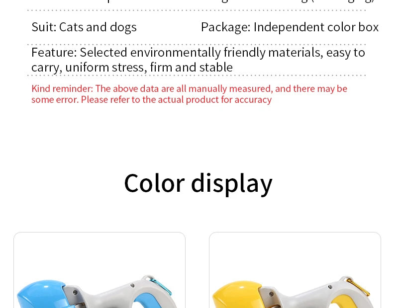 Pet Poop Picker Portable Scooper Animal Waste Sanitary Pickup Remover Dog Outdoor Cleaner Garbage Picker Poop Bag Excrement Tool