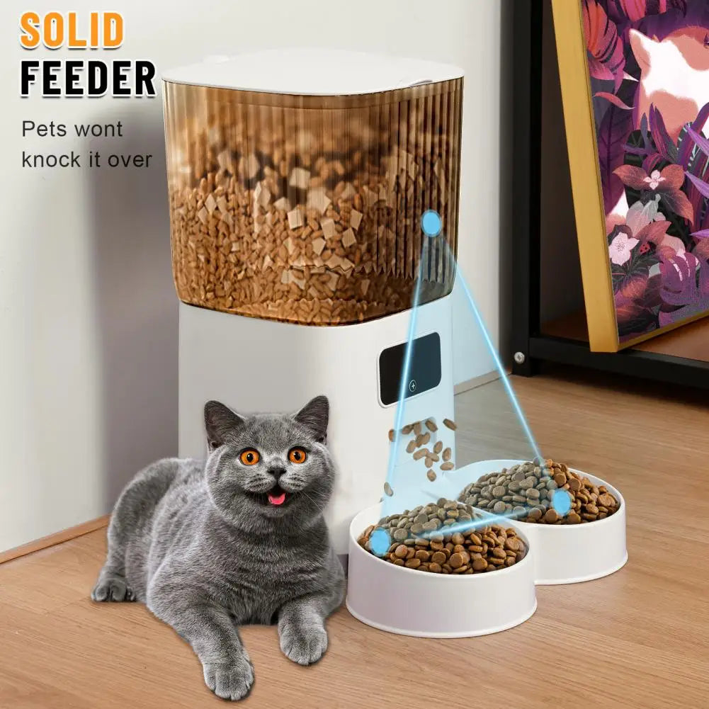 Pet Automatic Feeders 5L Smart Dong/cat Feeder With Dual Bowls WiFi APP Remote Control Cat Food Dispenser USB Power Dog Feeder