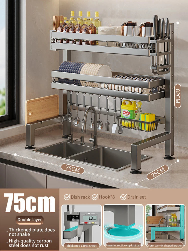 Kitchen Sink Dish Drainer Organizer