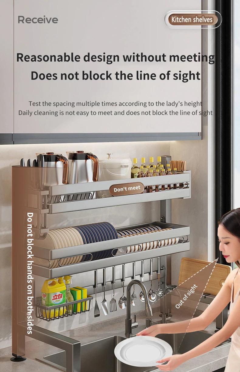 Kitchen Sink Dish Drainer Organizer