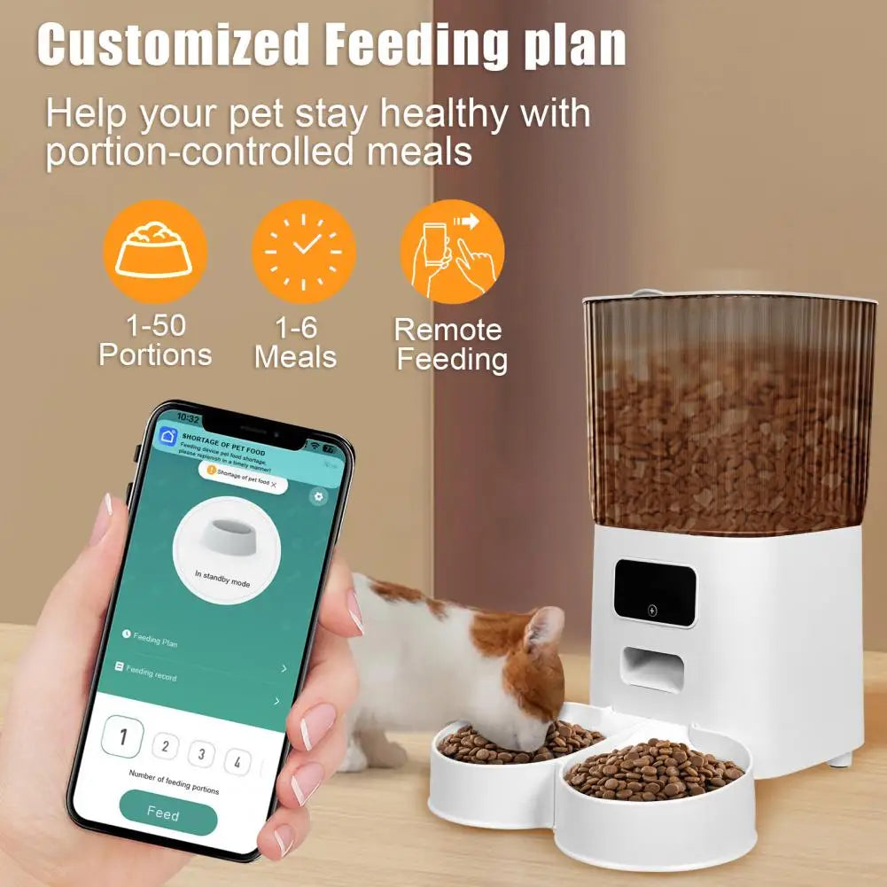 Pet Automatic Feeders 5L Smart Dong/cat Feeder With Dual Bowls WiFi APP Remote Control Cat Food Dispenser USB Power Dog Feeder