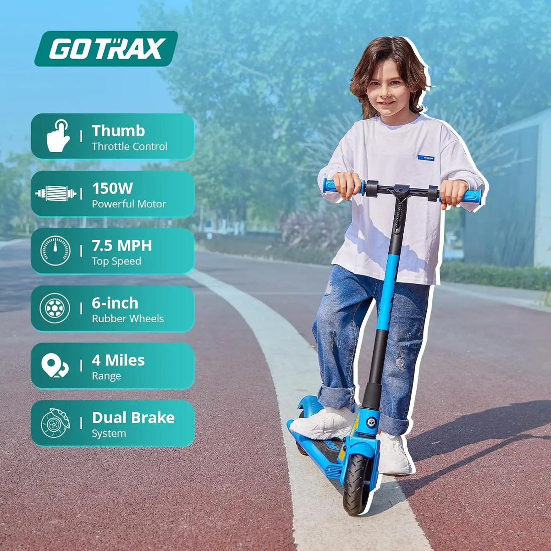 6" Solid Wheels, Max 4 Miles and 7.5 Mph Speed Power by 150W Motor, UL2272 Safety Certification, Lightweight Electric