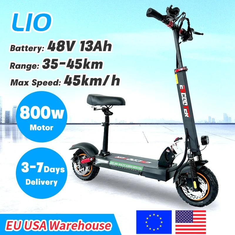 European US Warehouse Foldable 2 Wheel Portable Mobility Electric Scooter 800w For Adult