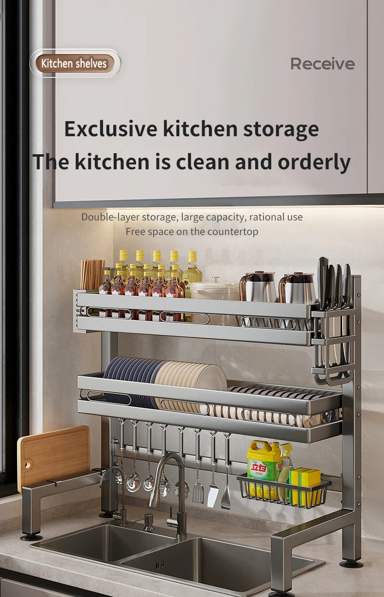 Kitchen Sink Dish Drainer Organizer