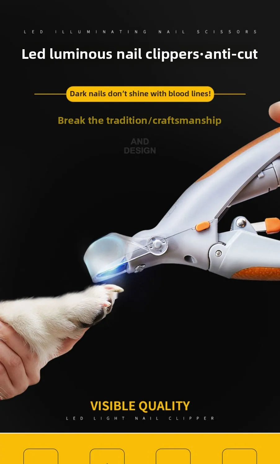 New Professional Pet Nail Clippers With LED Lights Cat and Dog Nail Clipper Tools Nail Clippers Clippers Pet Supplies For Dog