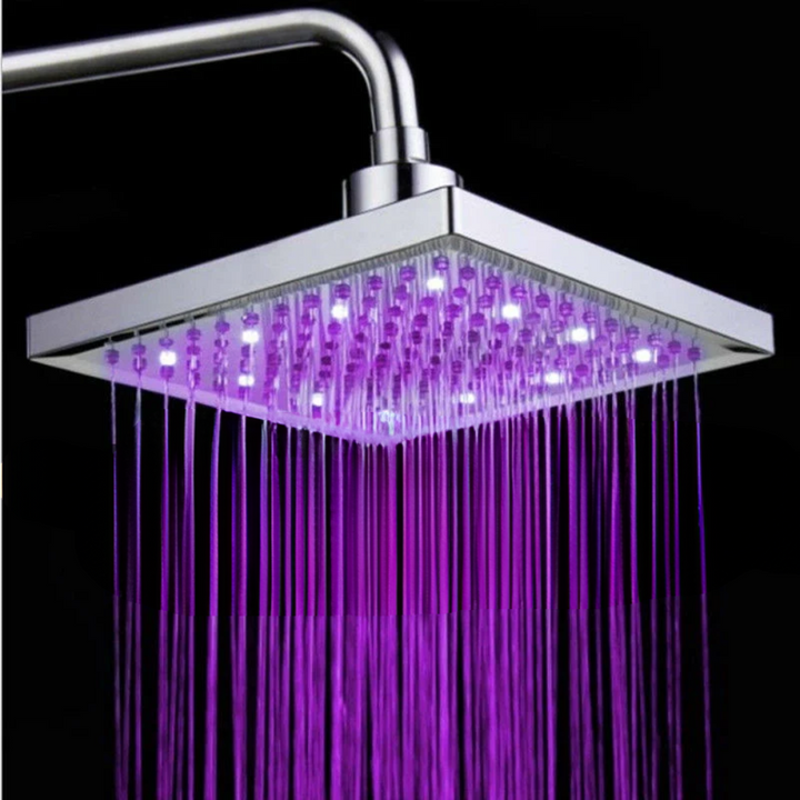 3-Color LED Square Rain Shower Head