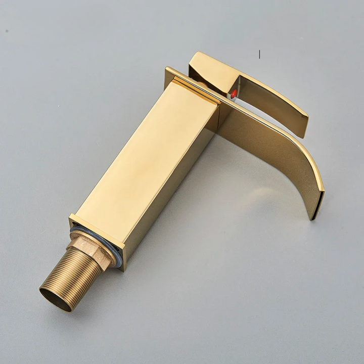 Gold Waterfall Basin Faucet Deck Mount