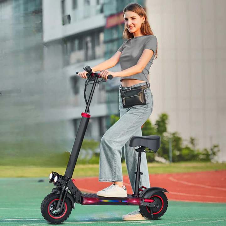 1200W Off-road Electric Scooter with Seat, 48V 21Ah Battery, Max speed 30Mph, Range 35Miles, Foldable Commuter E-scooter